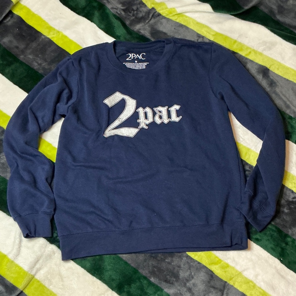 2Pac Navy Blue Crewneck Sweater for Men Size M